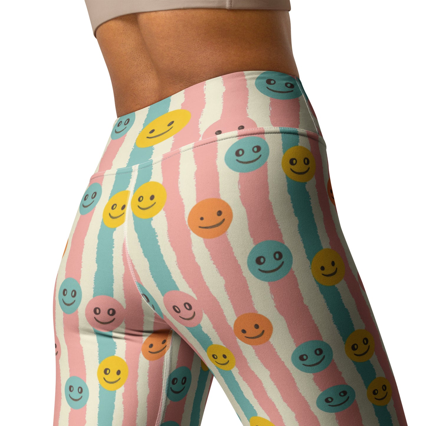 Groovy Smiley Emoji Printed Yoga Leggings