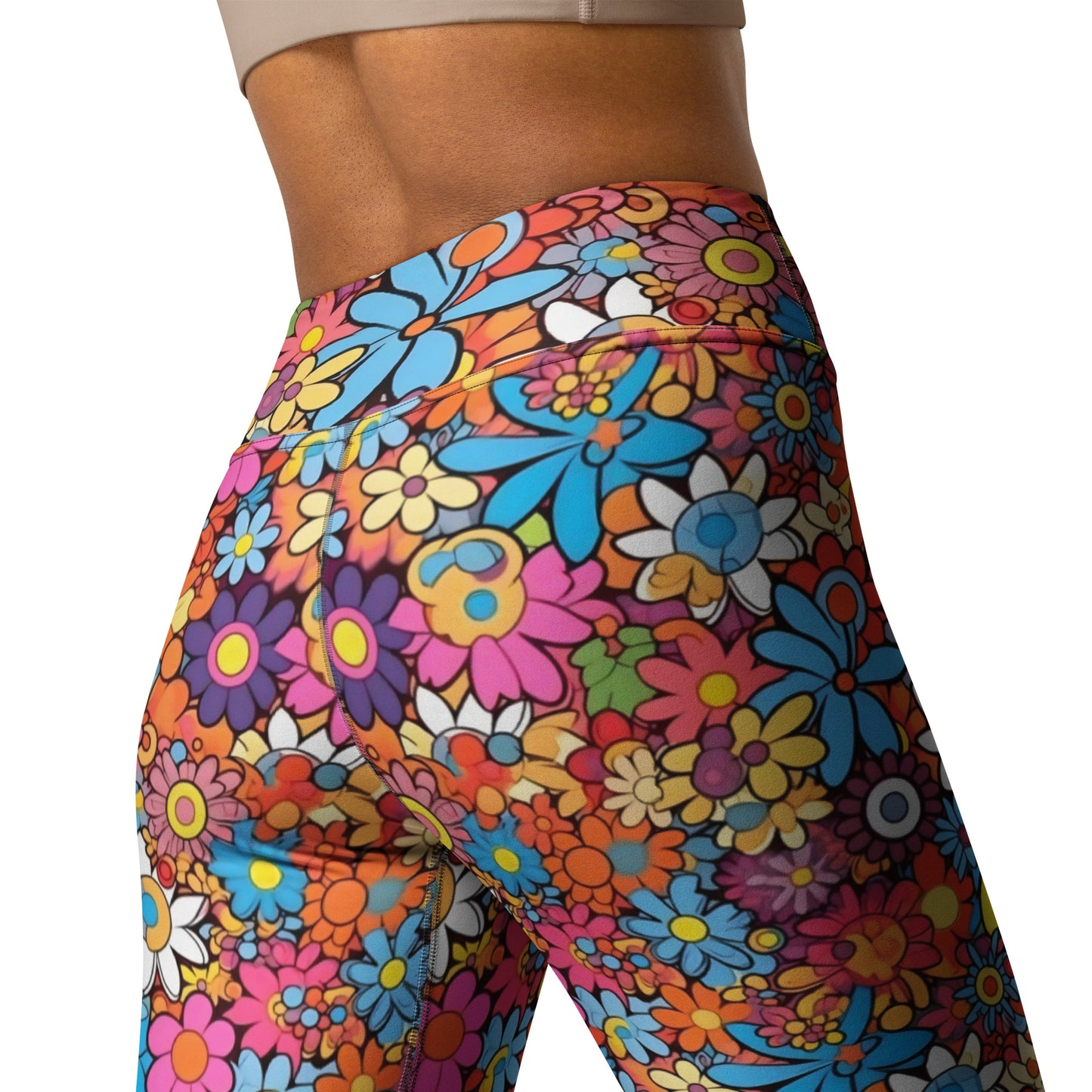 Vibrant Floral Hippie Yoga Leggings