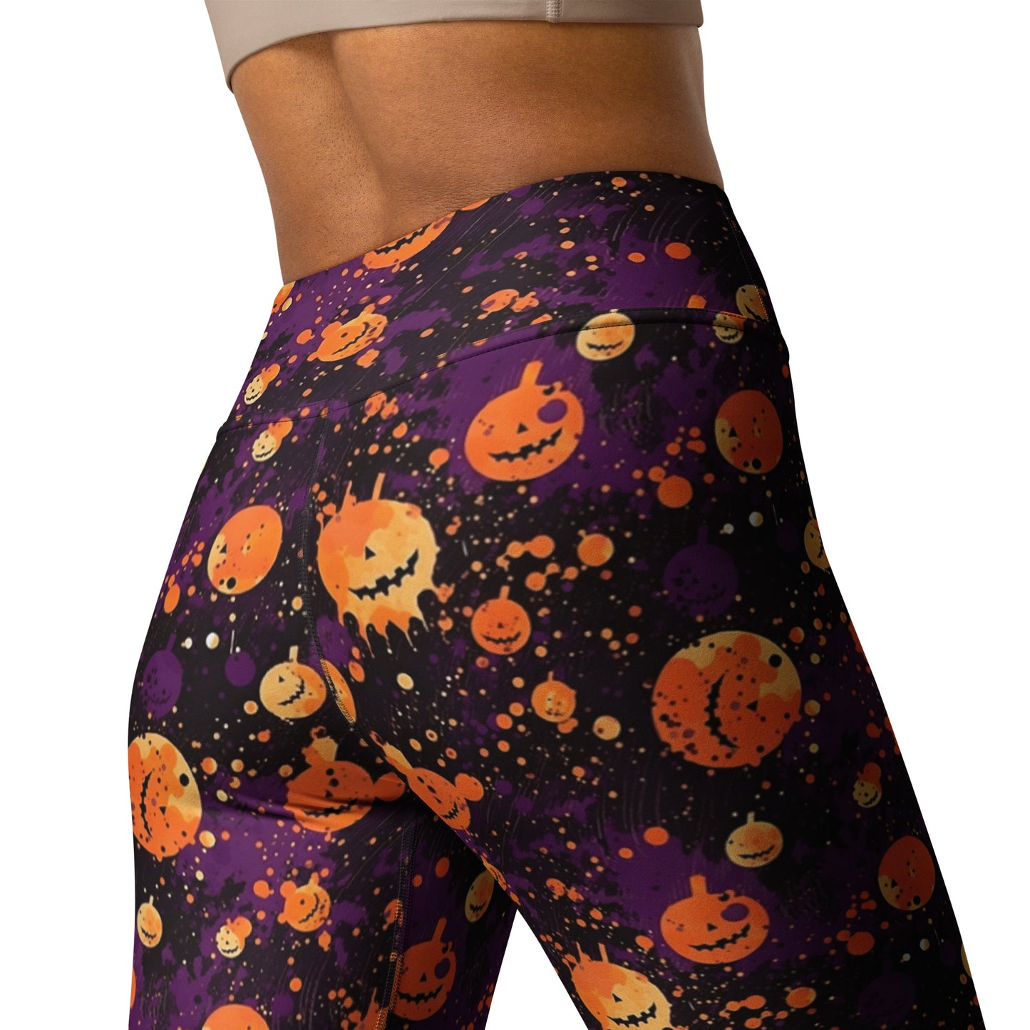 Spooky Pumpkin Splatter Halloween Yoga Leggings