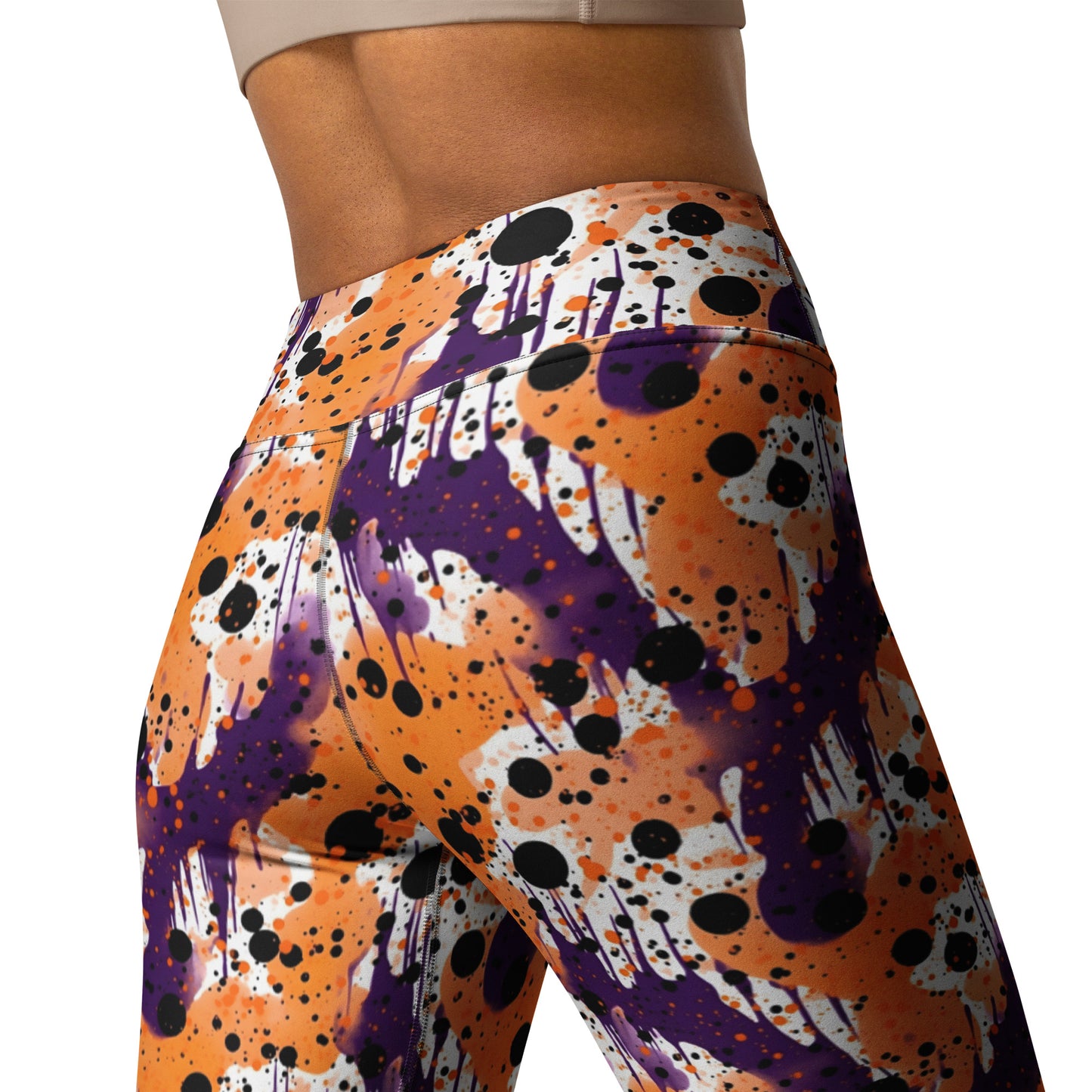 Orange Black Purple Color Splatter Yoga Leggings