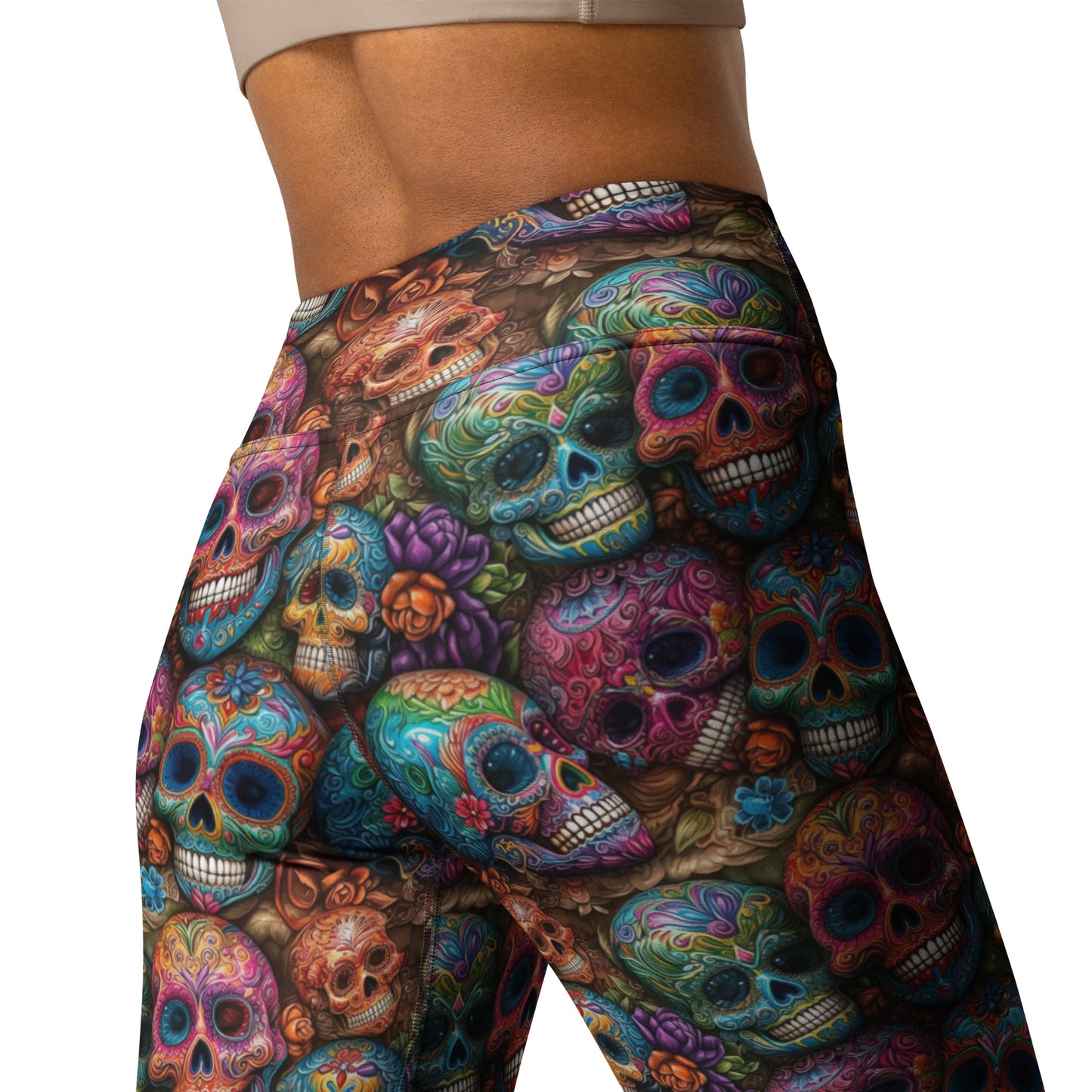 Colorful Sugar Skull Printed Yoga Leggings