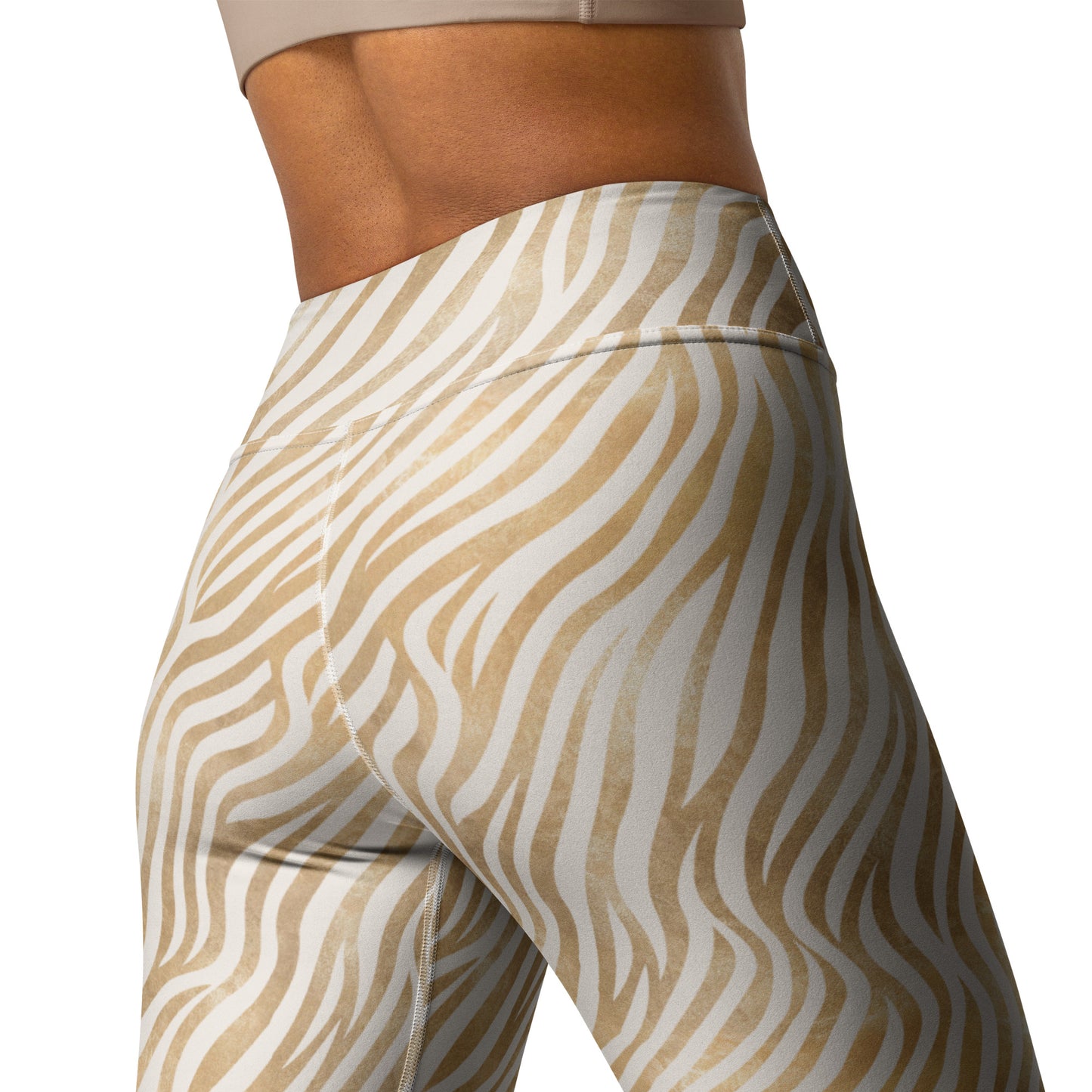 Shimmering Golden Zebra Skin Printed Yoga Leggings