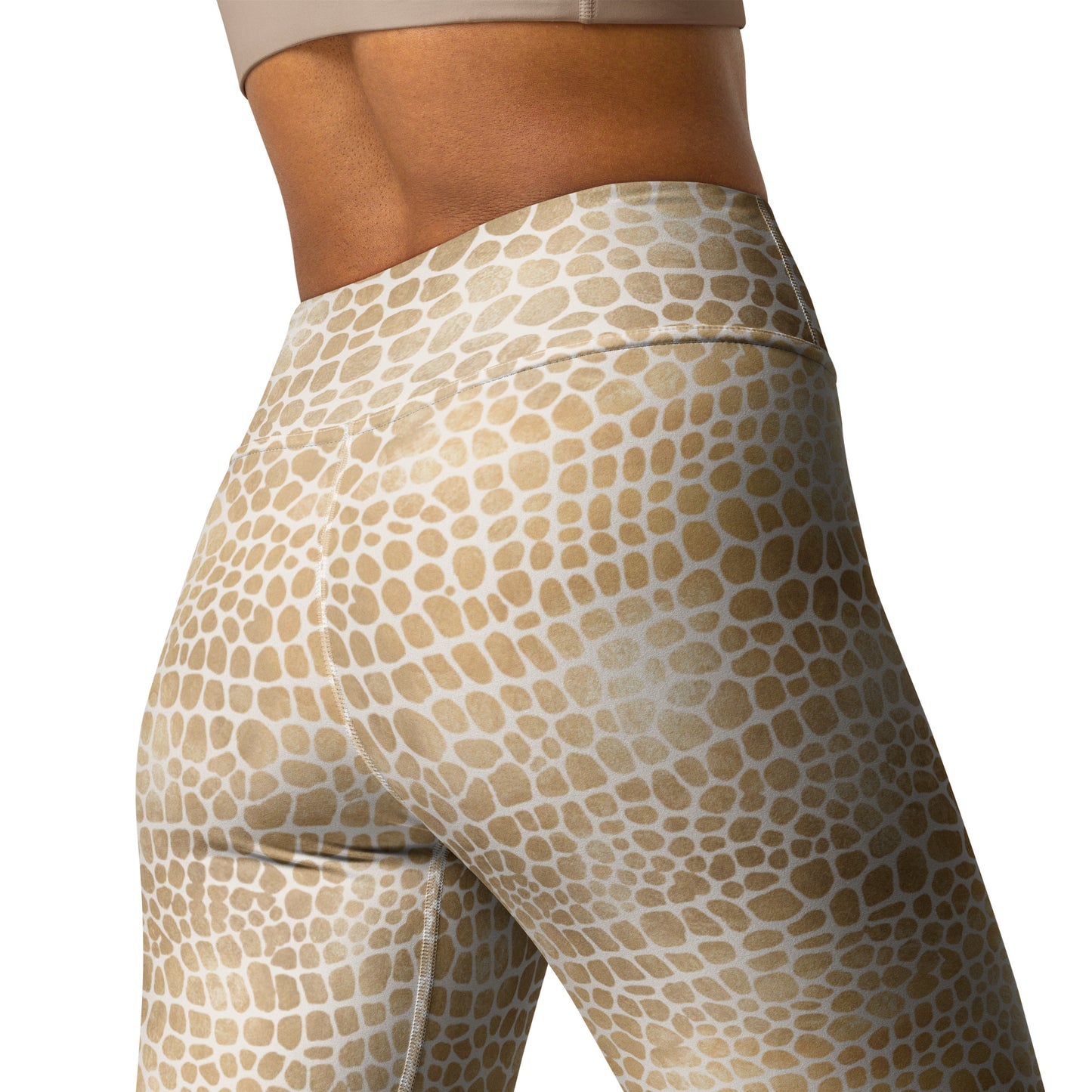 Shimmering Golden Crocodile Skin Printed Yoga Leggings