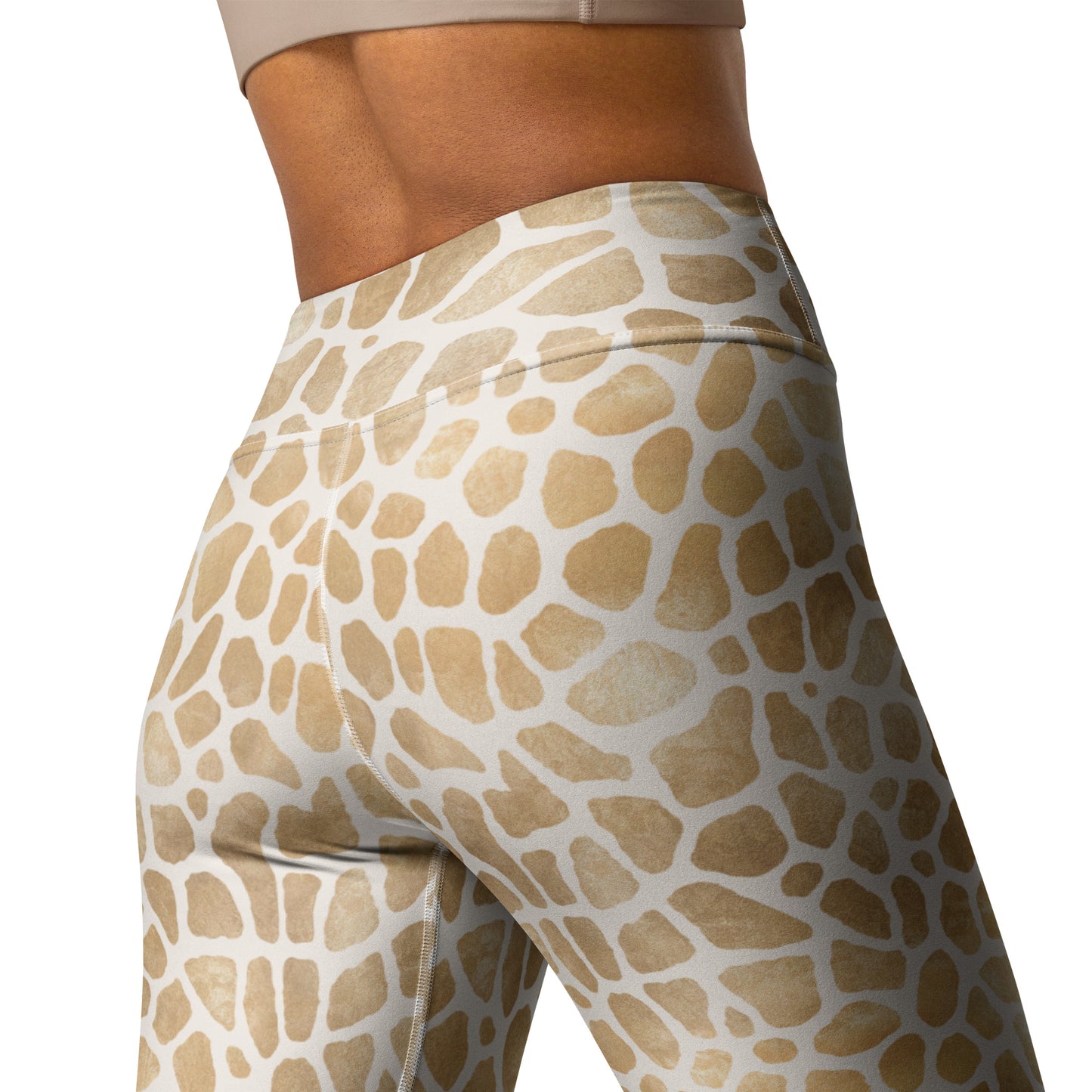 Shimmering Golden Giraffe Skin Printed Yoga Leggings