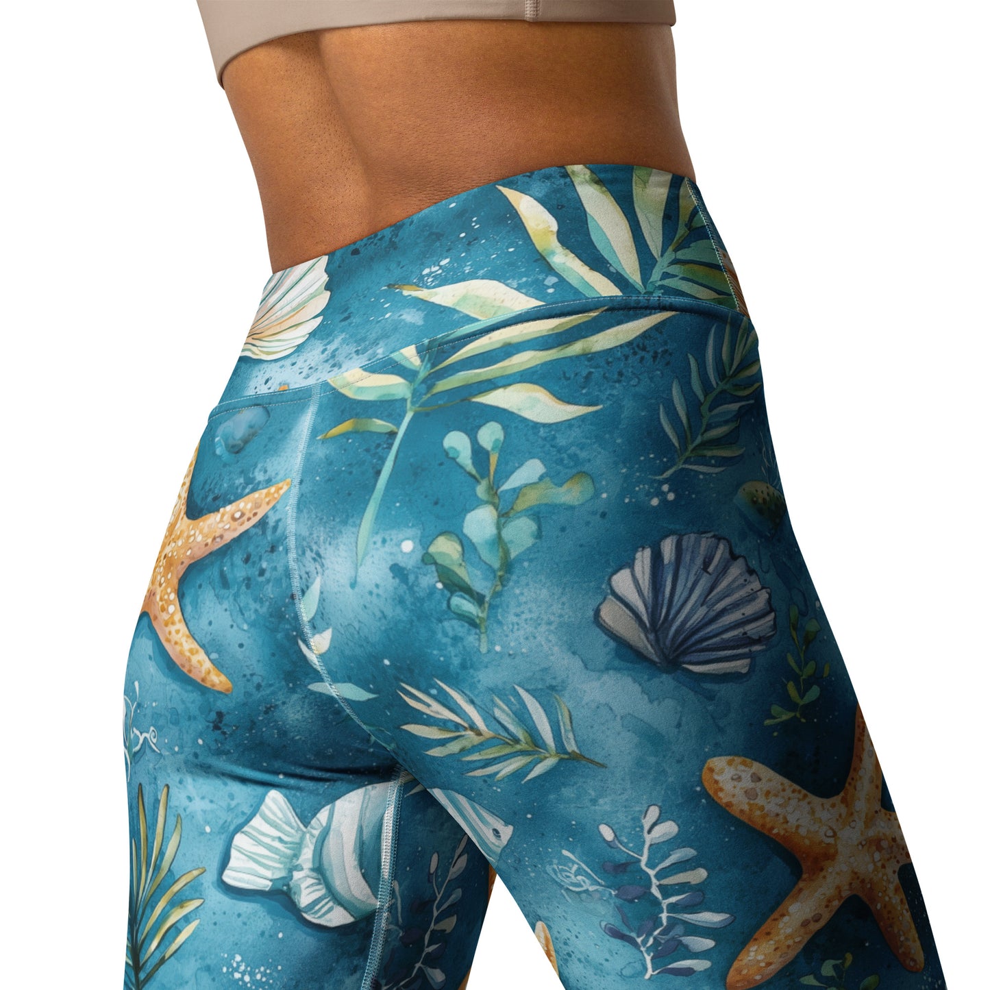 Starfish on Ocean Floor Printed Yoga Leggings