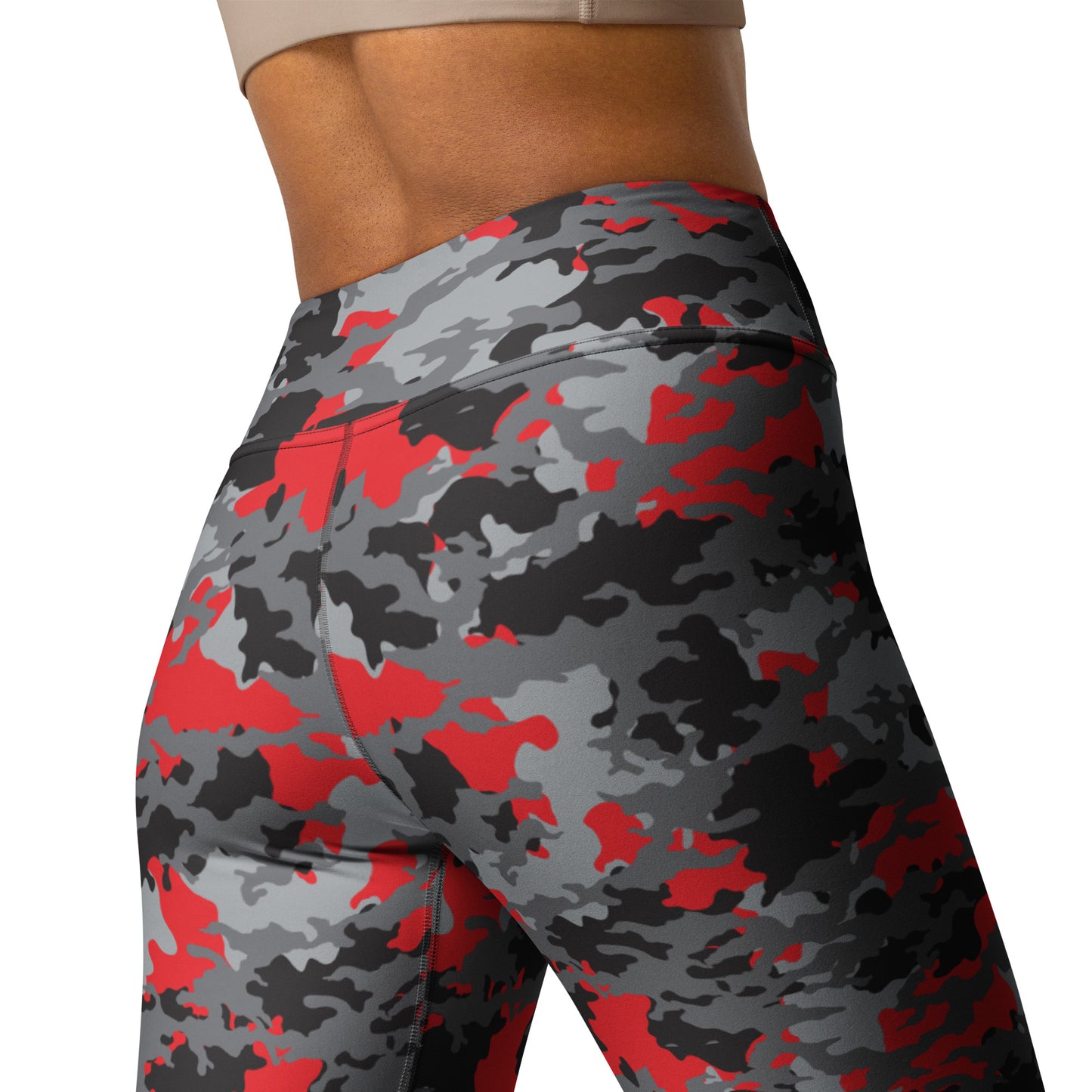 Red Black & Gray Camouflage Yoga Leggings