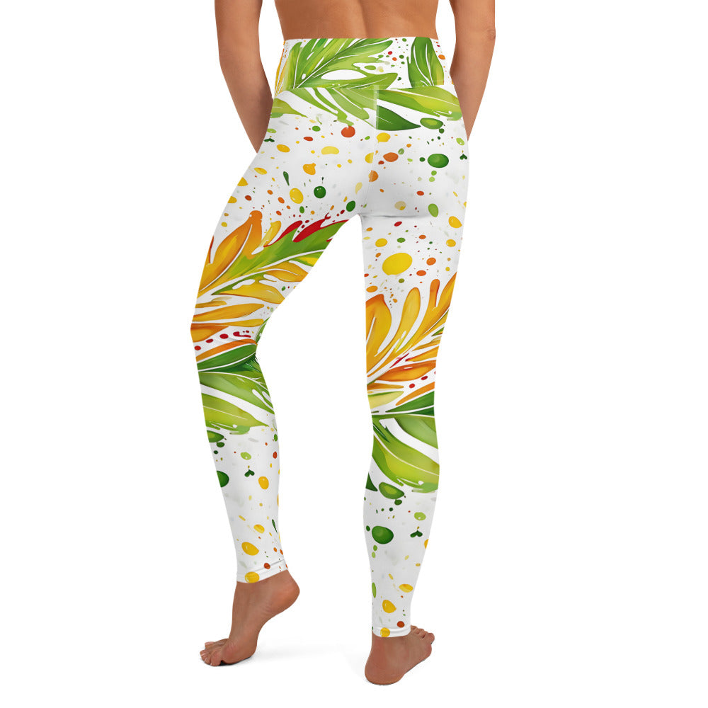 Palm Leaf Splash Yoga Leggings