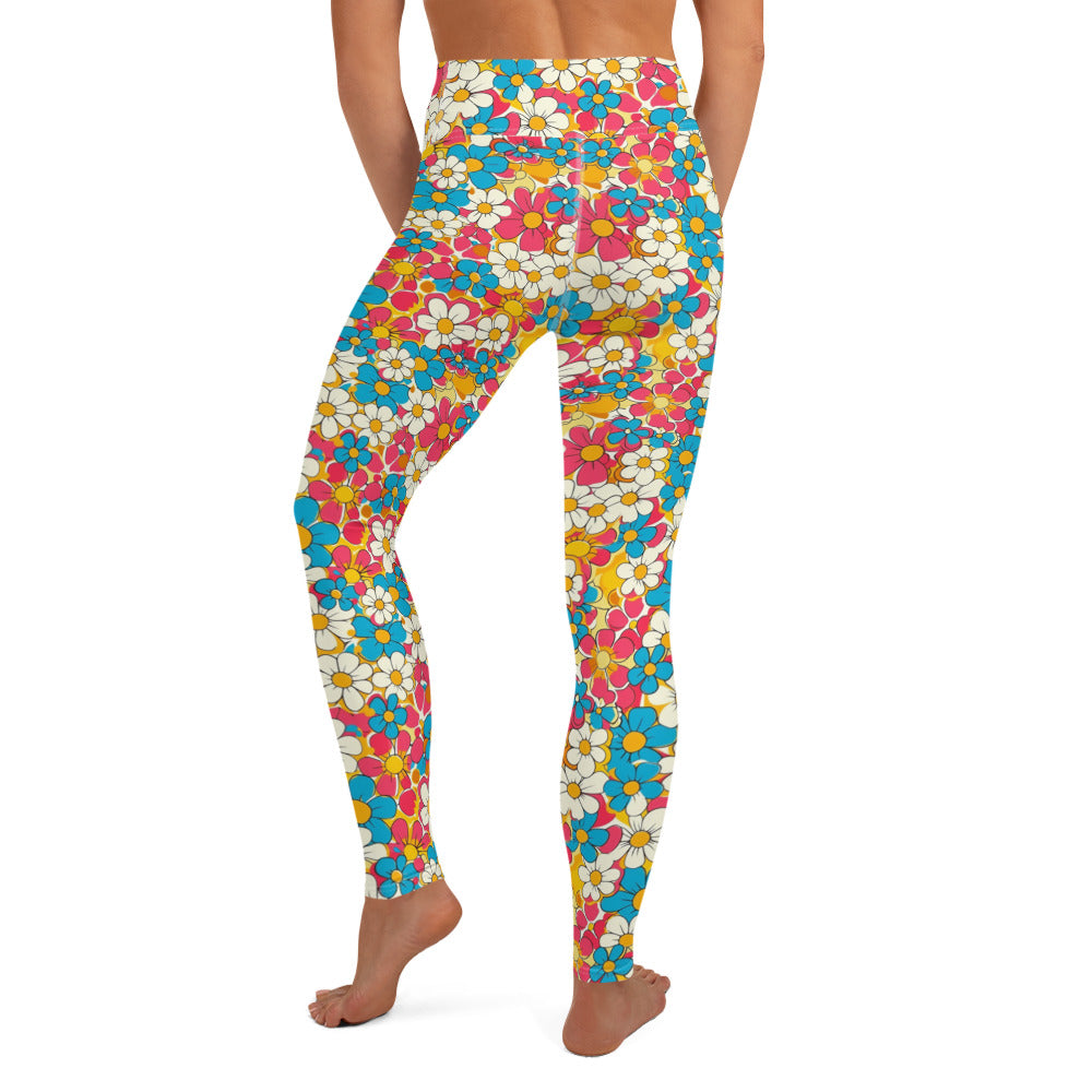 Spring Floral Print Yoga Leggings