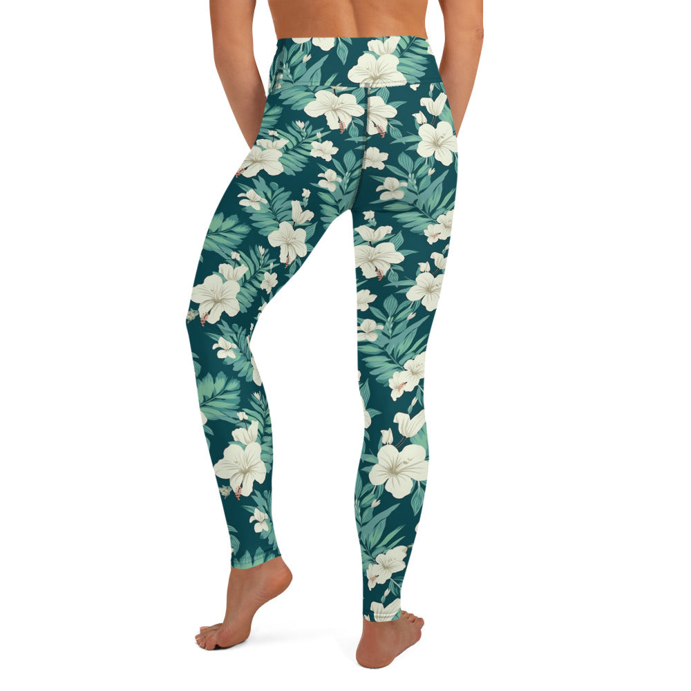 Tropical Floral Garden Yoga Leggings