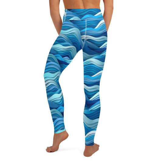 Waves Are Blue Yoga Leggings