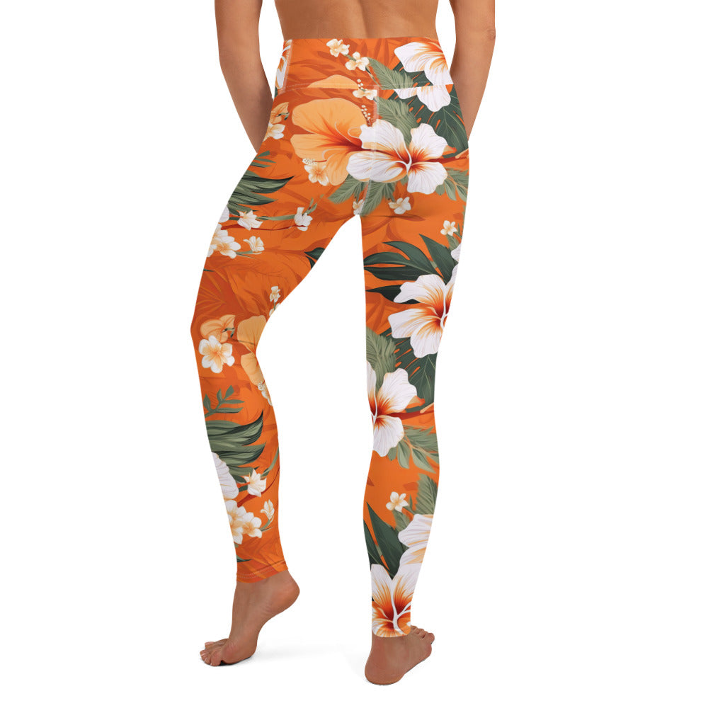 Hibiscus Floral Yoga Leggings