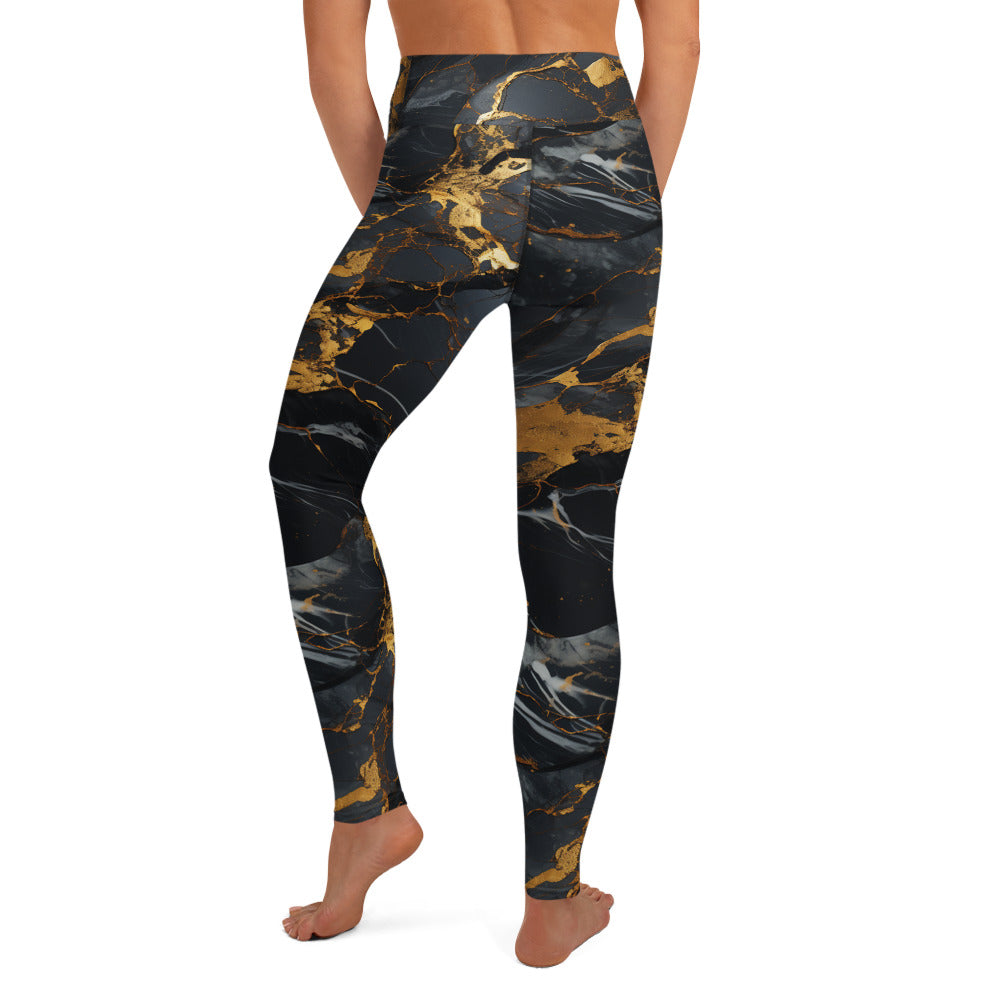 Black & Gold Marble Yoga Leggings