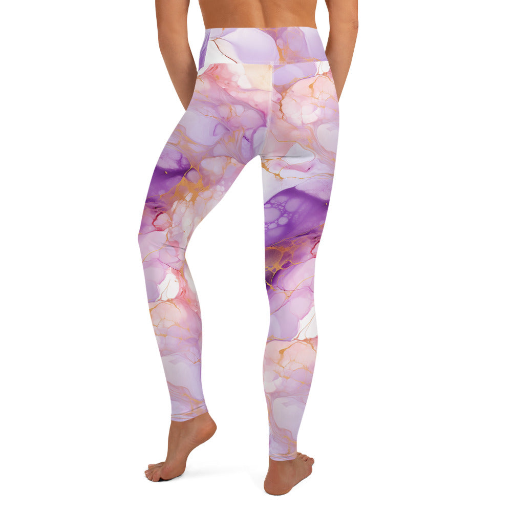 Shaddes of Purple Marble Yoga Leggings