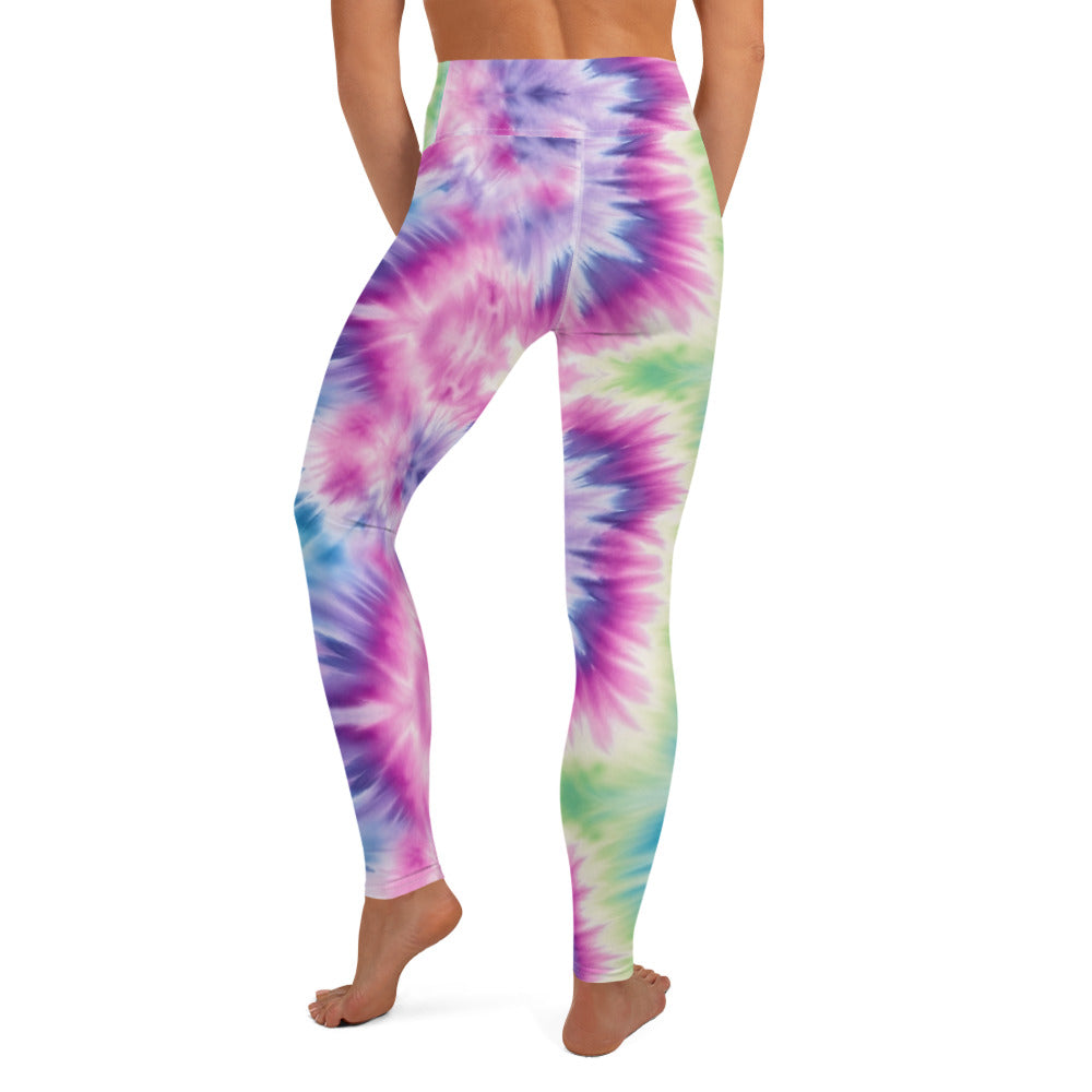 Purple & Green Tide Dye Yoga Leggings