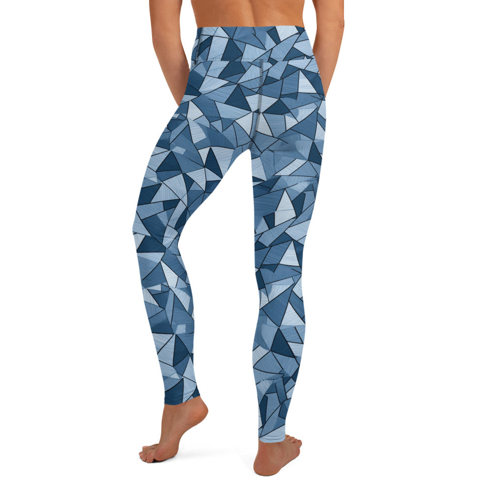 Denim Geometric Pattern Yoga Leggings