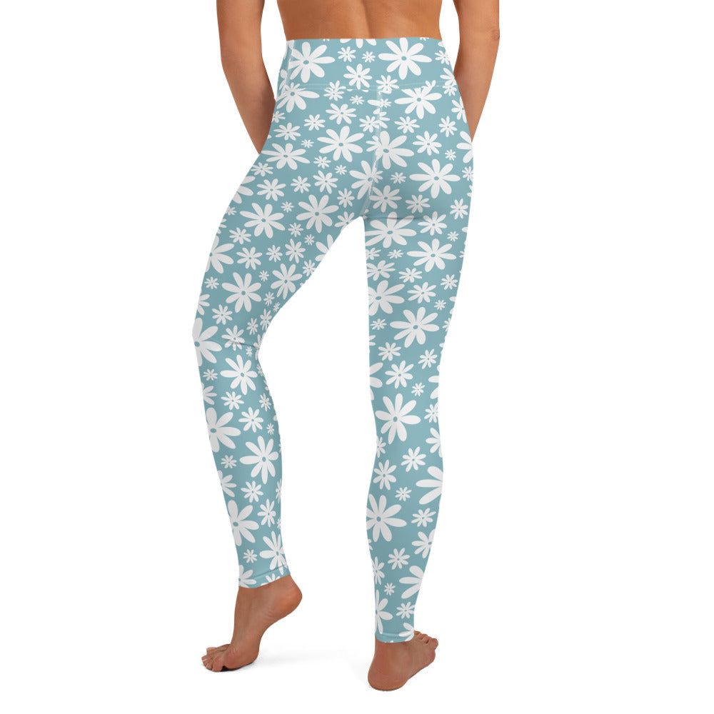 White Floral Yoga Leggings