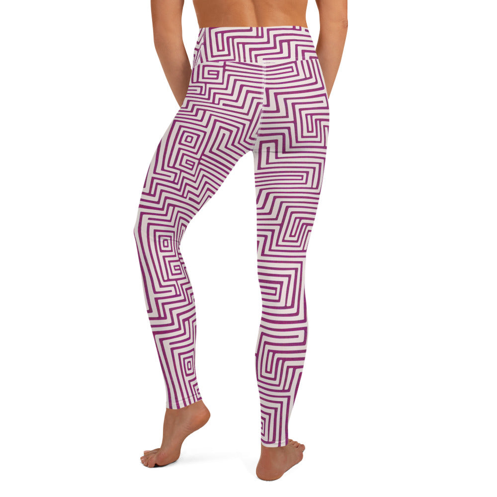 Purple Maze Pattern Yoga Leggings