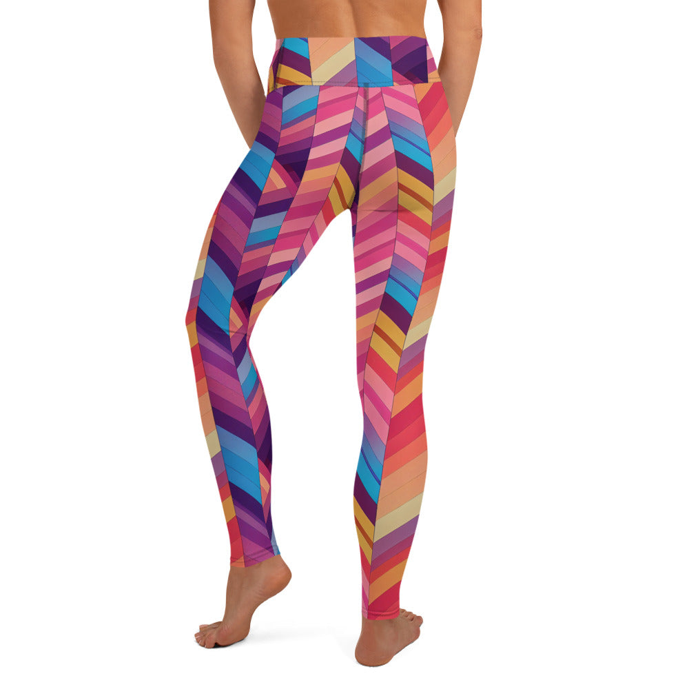 Geometric Wave Pattern Yoga Leggings