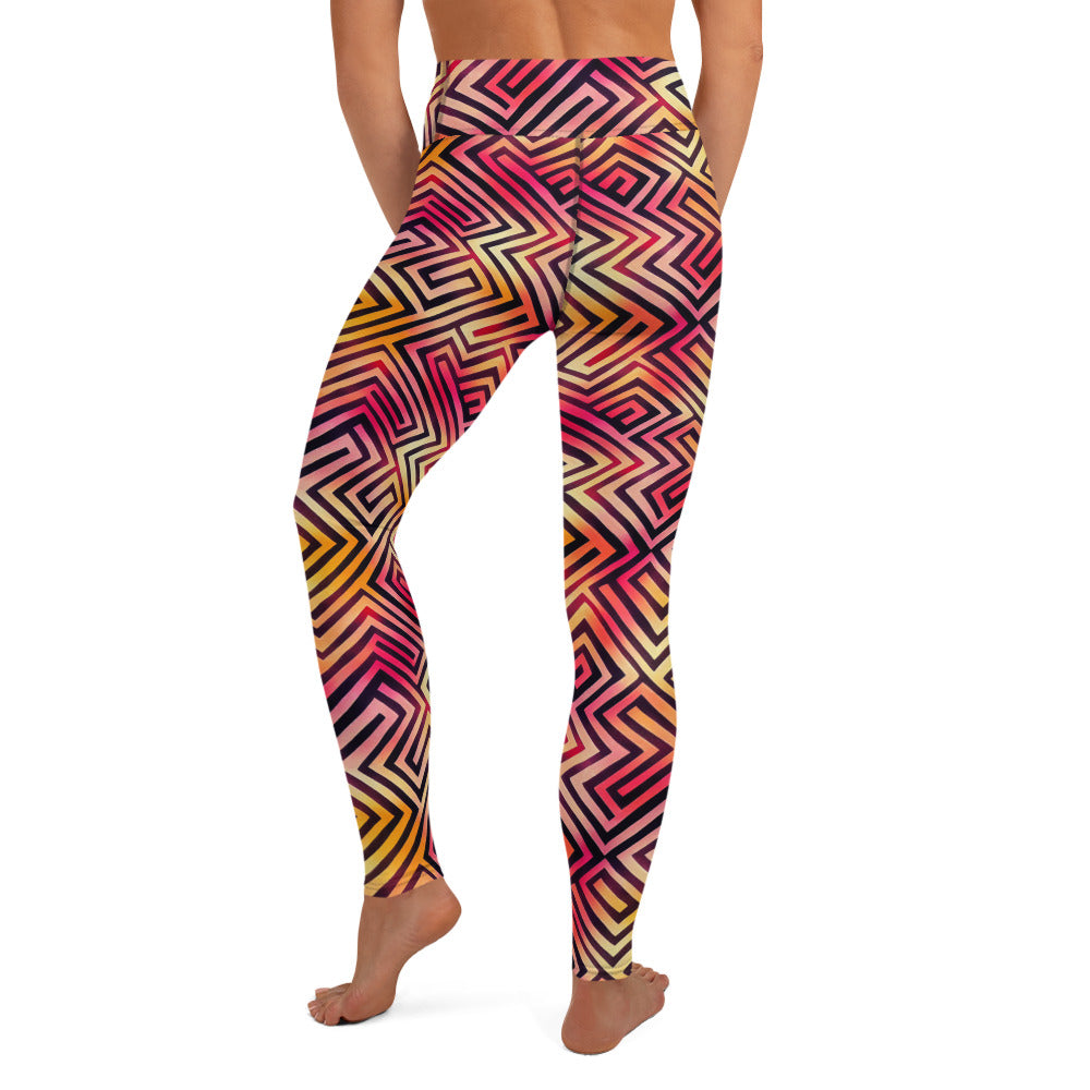 Colorful Maze Pattern Yoga Leggings