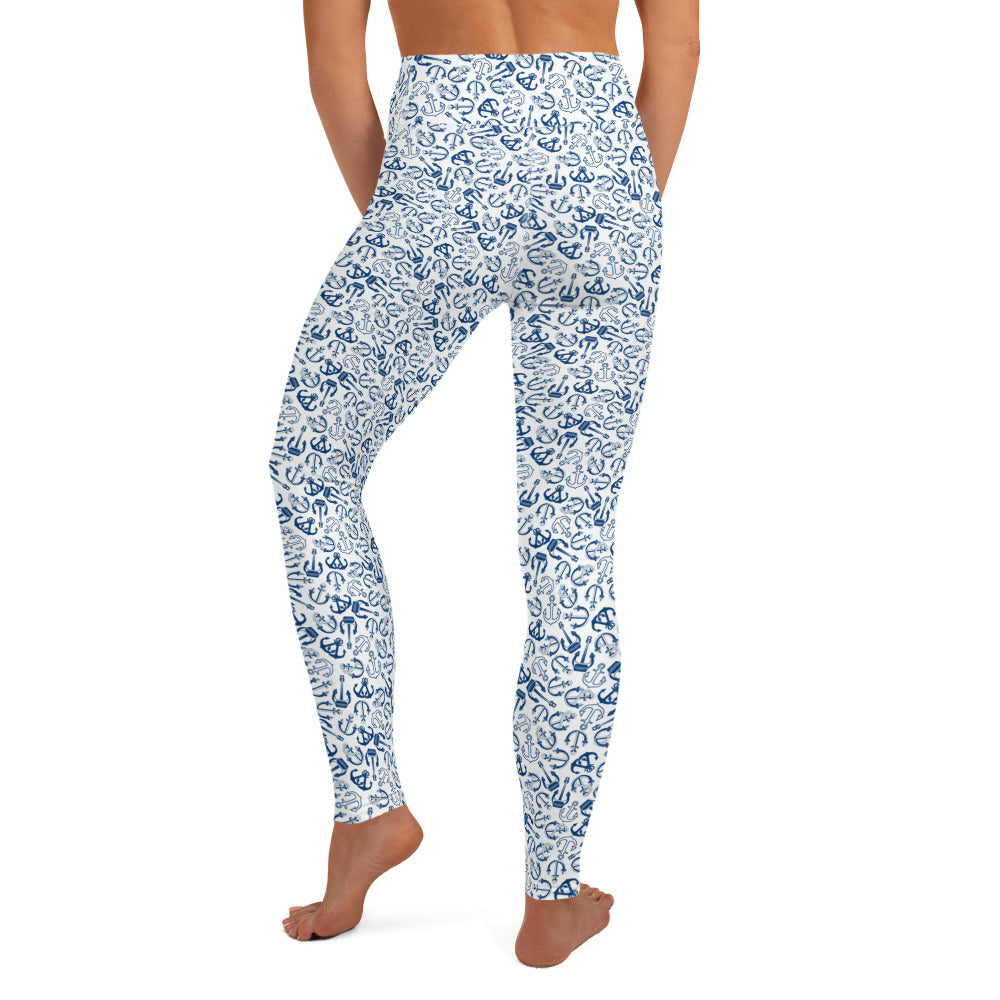 Anchors All Around Printed Yoga Leggings