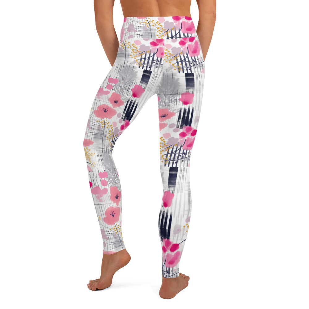 Pink Floral Printed Yoga Leggings