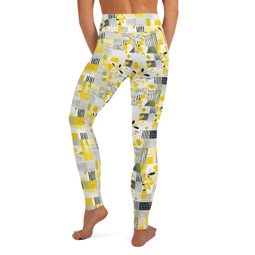 Yellow Bloom Printed Yoga Leggings