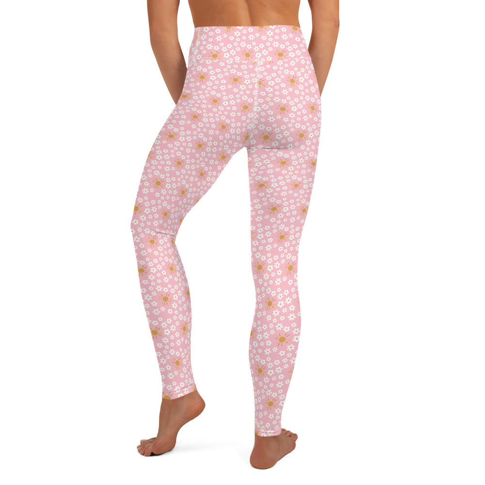 Pink Floral Printed Yoga Leggings