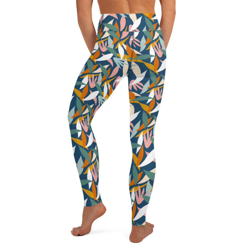 Colorful Leaves Summer Vibes Yoga Leggings