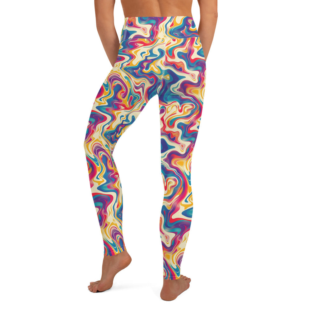 Psychedelic Color Flow Pattern Printed Yoga Leggings