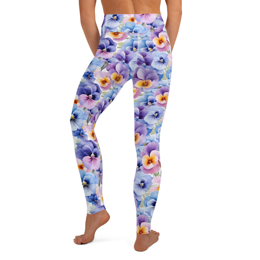 Whispering Pansies Floral Yoga Leggings