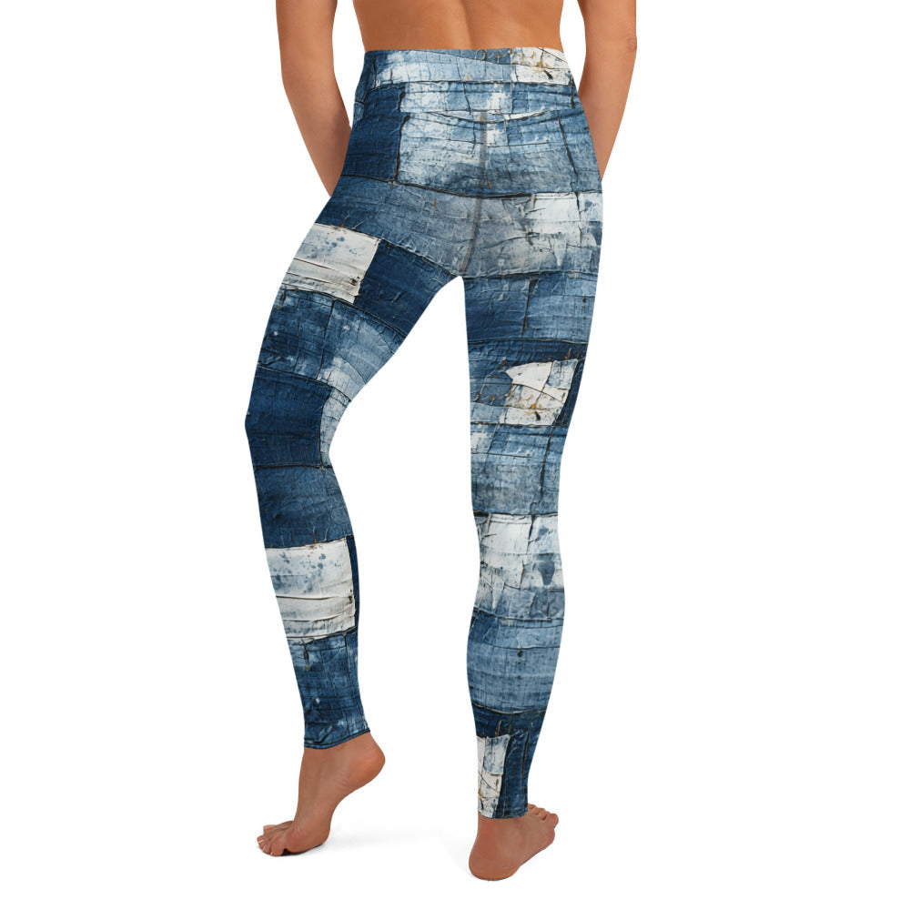 Washed Denim Print Yoga Leggings