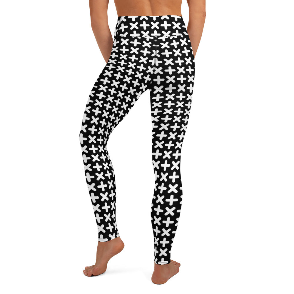 Black Geometric Pattern Yoga Leggings