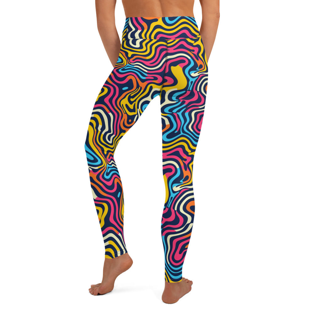 Psychedelic Waves Pattern Yoga Leggings