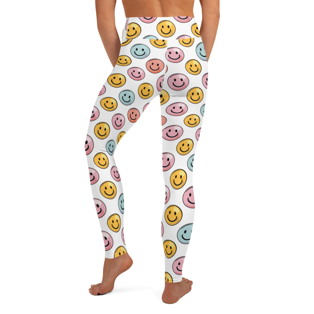 Bubble Gum Emoji Smiley Printed Yoga Leggings