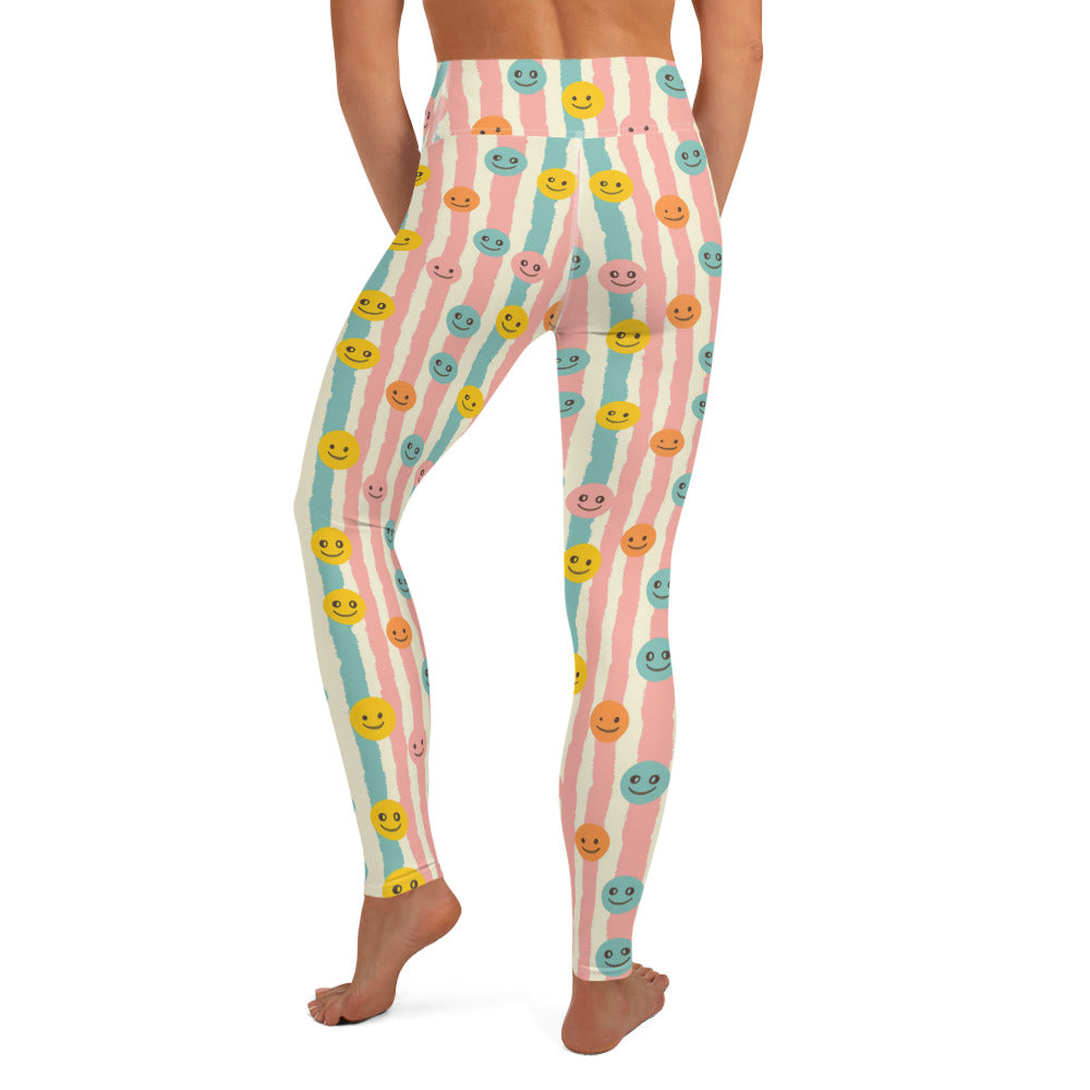 Groovy Smiley Emoji Printed Yoga Leggings