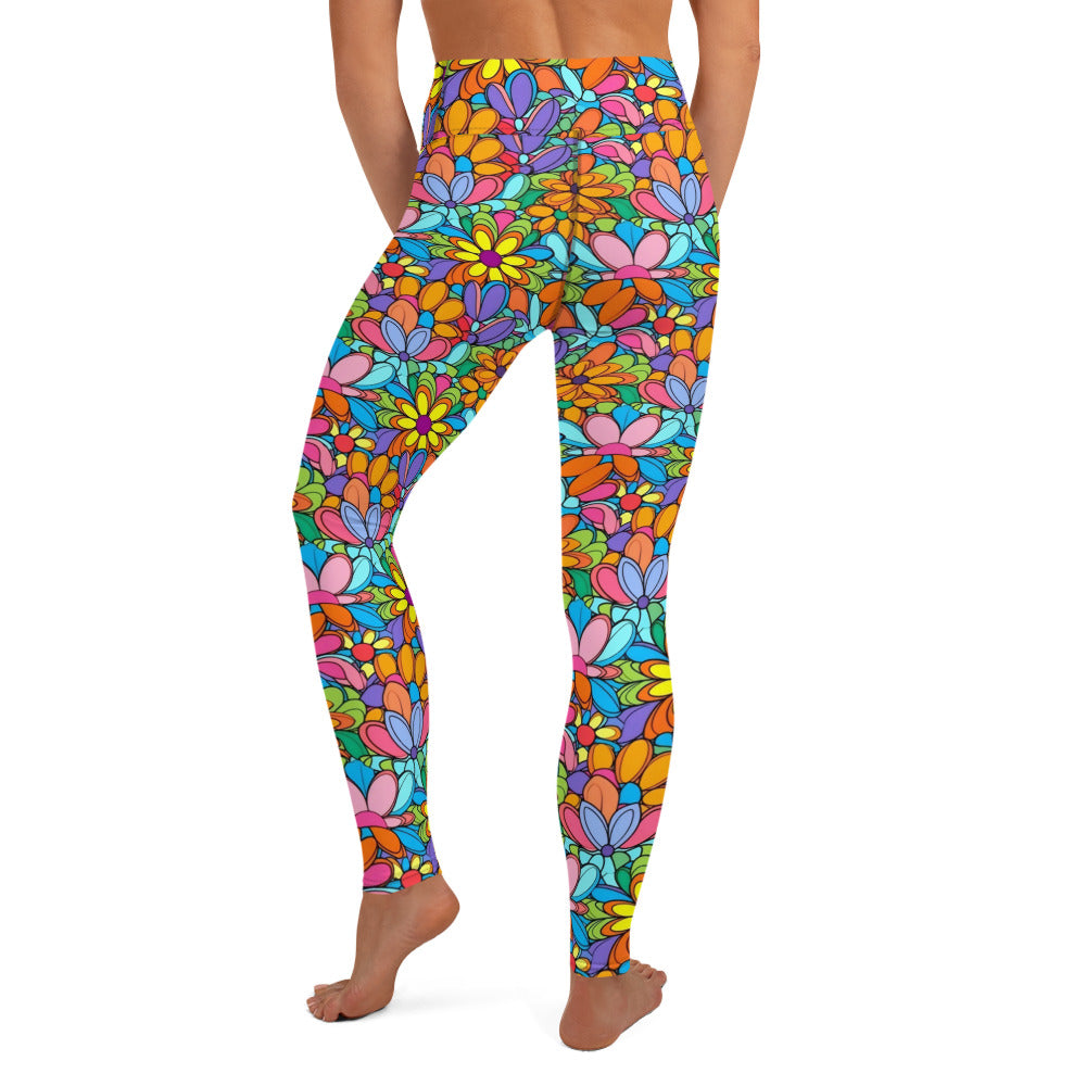 Bright Floral Hippie Yoga Leggings