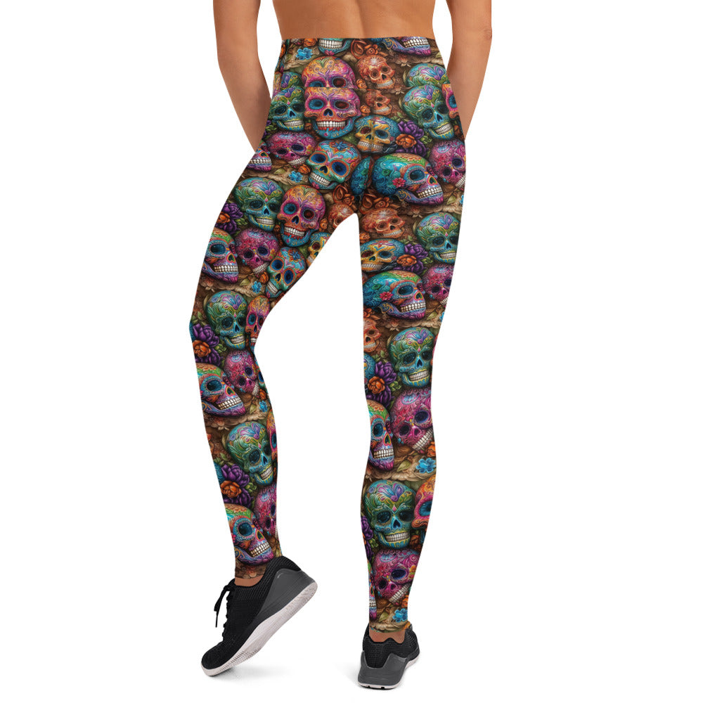 Colorful Sugar Skull Printed Yoga Leggings