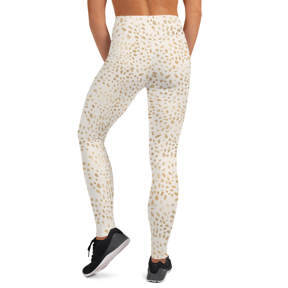 Shimmering Golden Deer Skin Printed Yoga Leggings