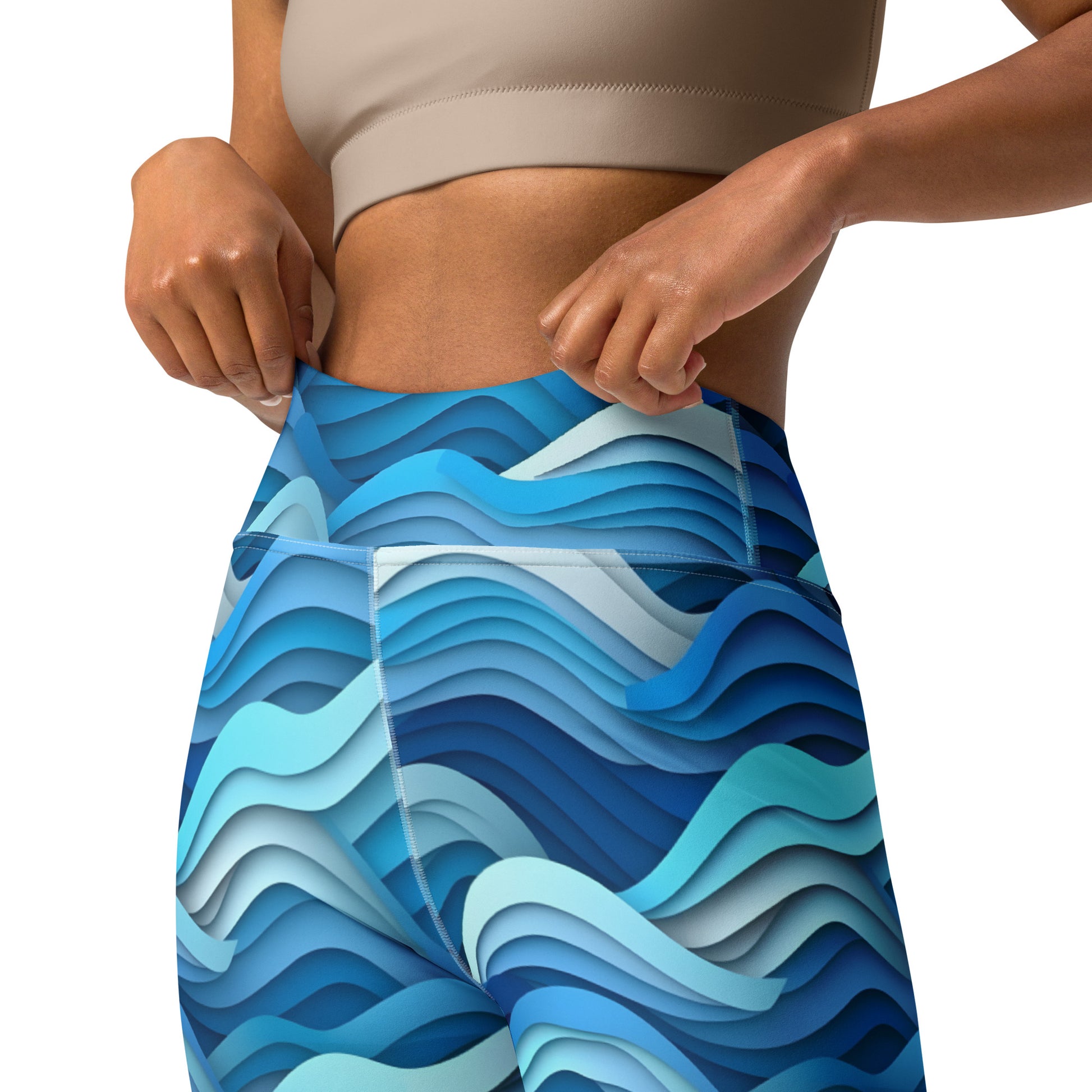 Waves Are Blue Yoga Leggings