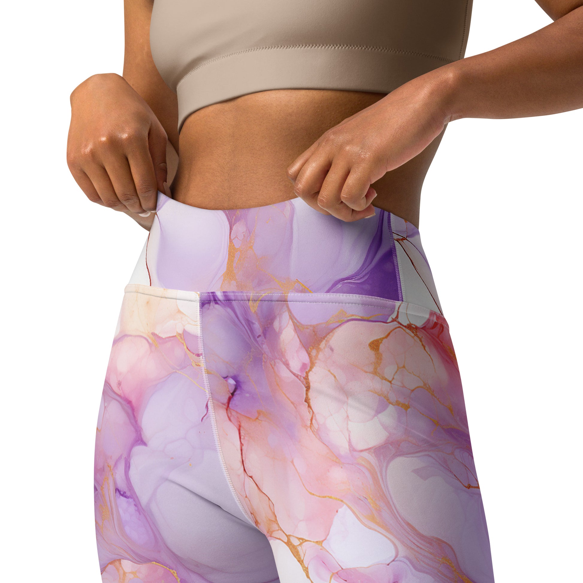 Shaddes of Purple Marble Yoga Leggings