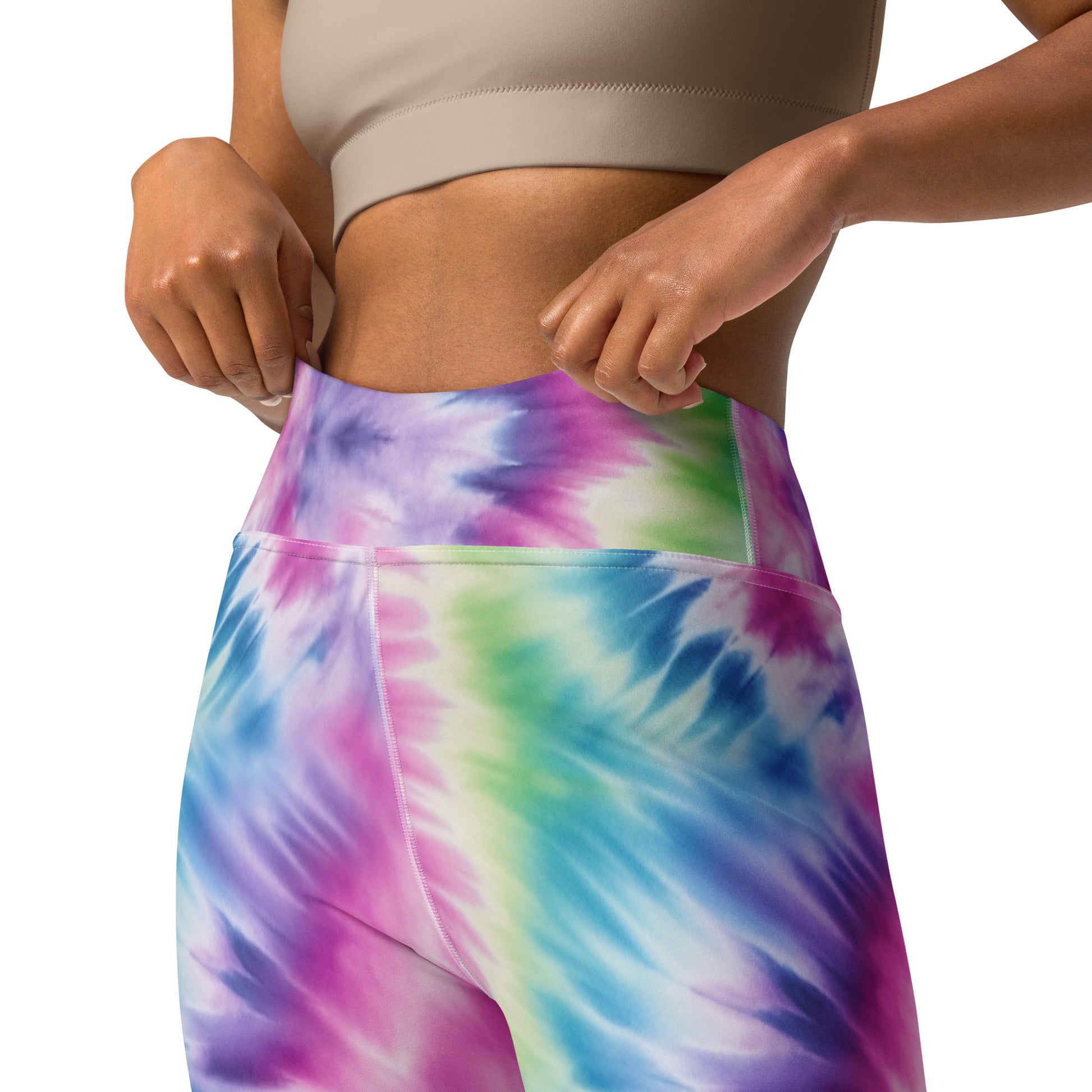 Purple & Green Tide Dye Yoga Leggings