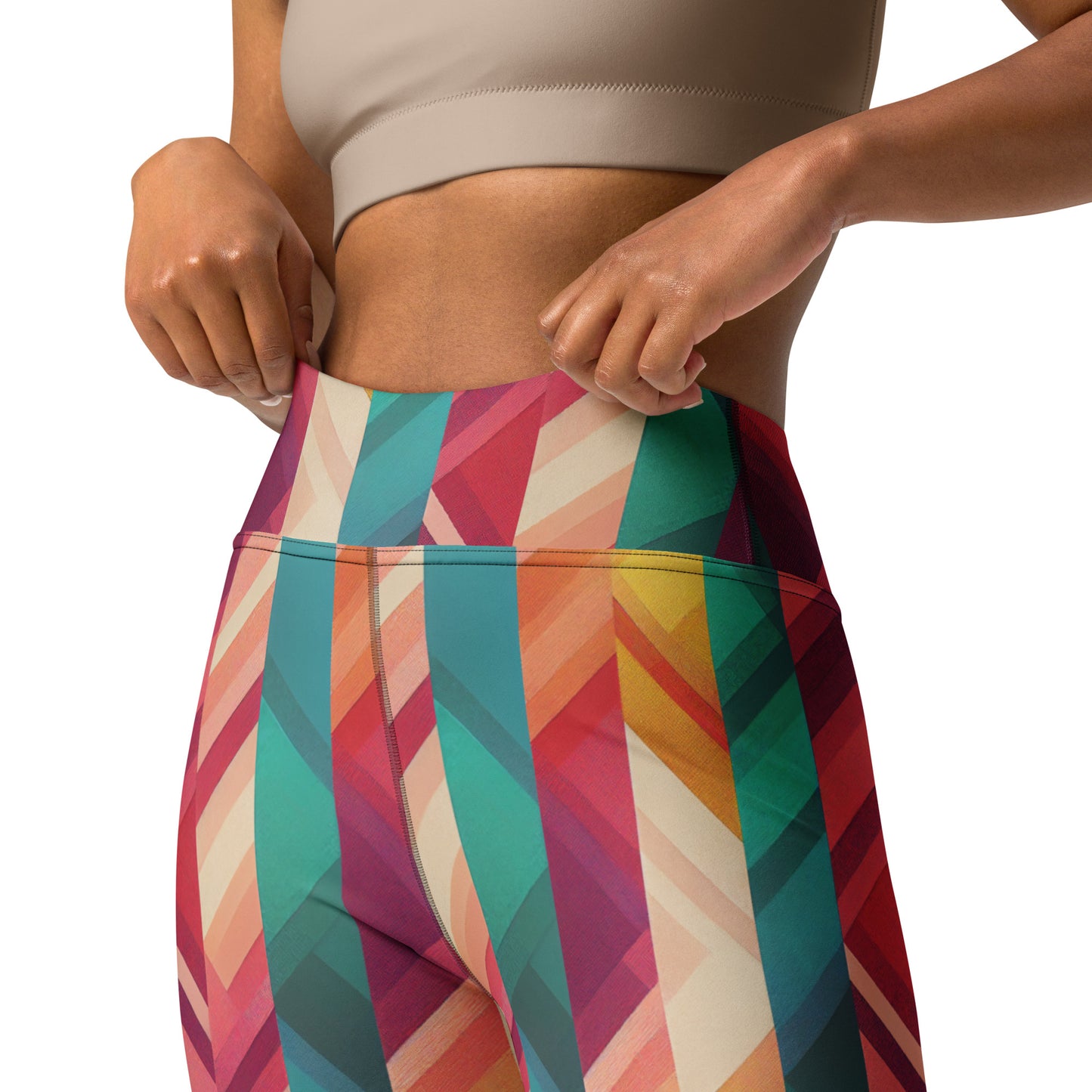 Stripe Geometric Pattern Yoga Leggings