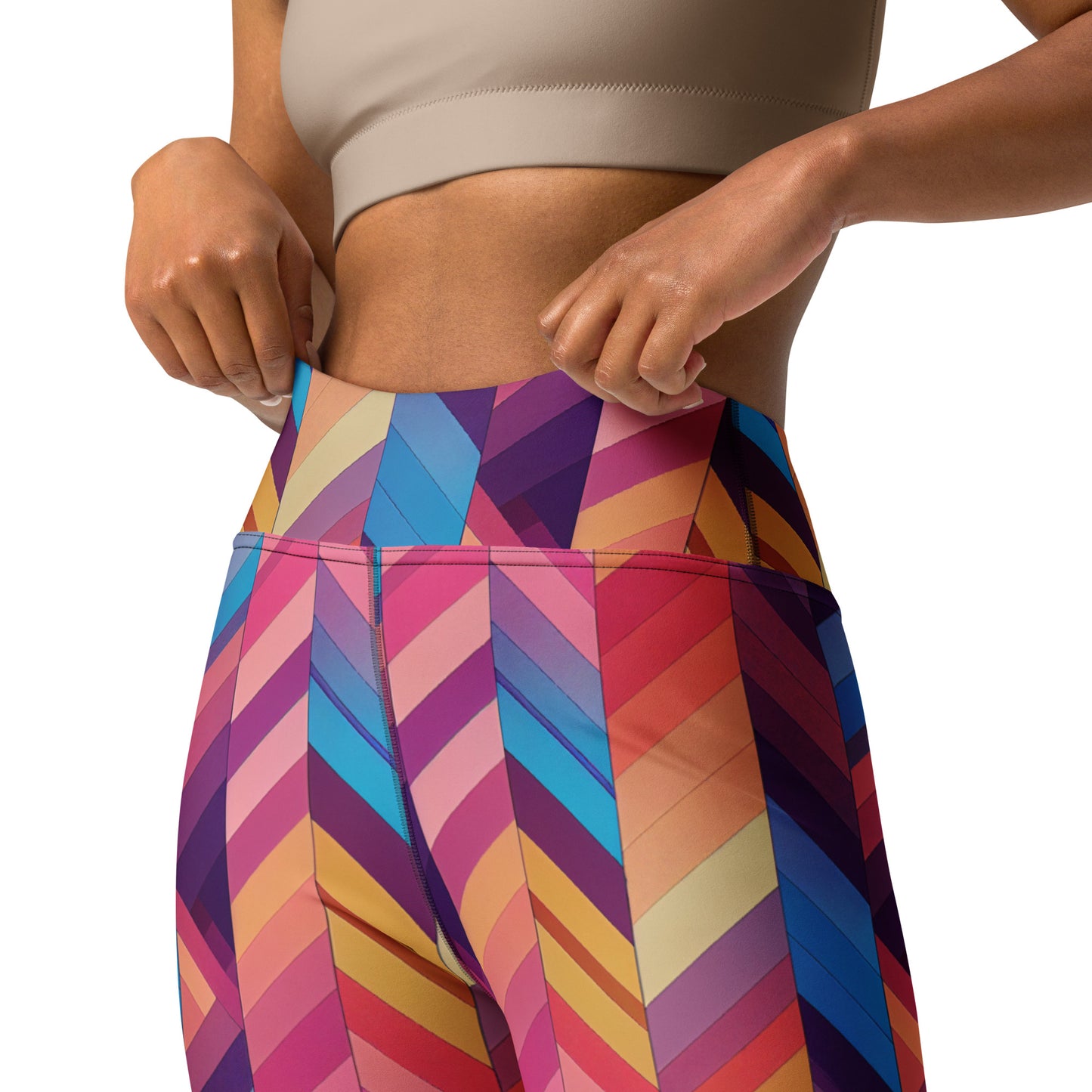 Geometric Wave Pattern Yoga Leggings