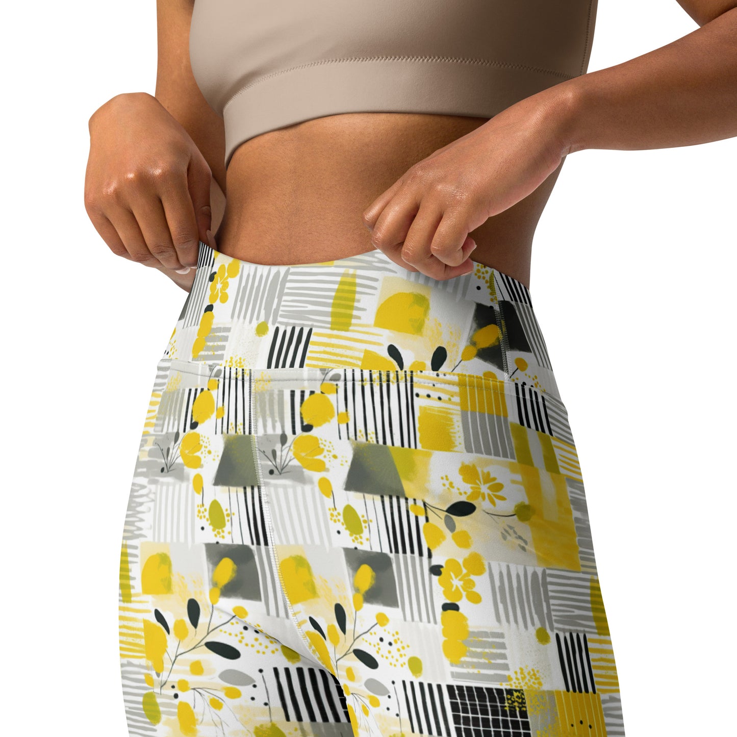 Yellow Bloom Printed Yoga Leggings