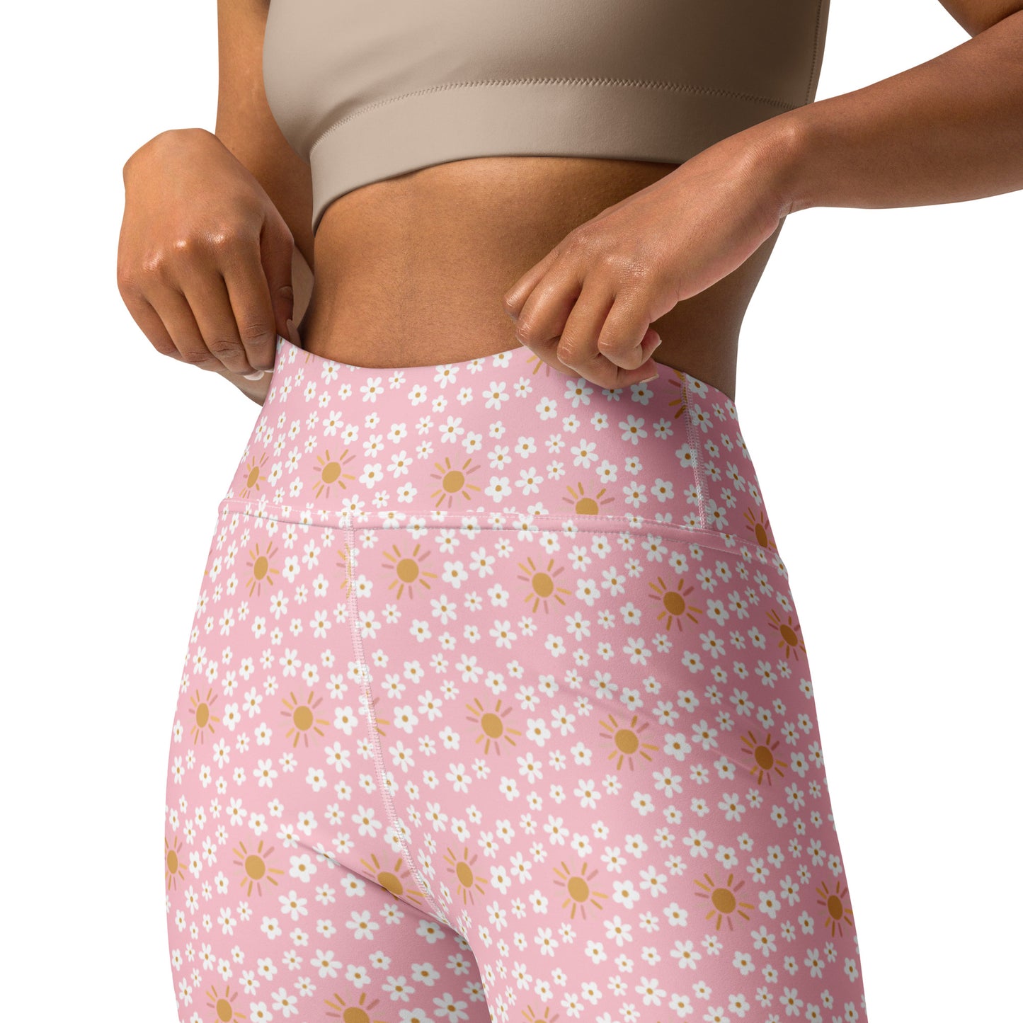 Pink Floral Printed Yoga Leggings