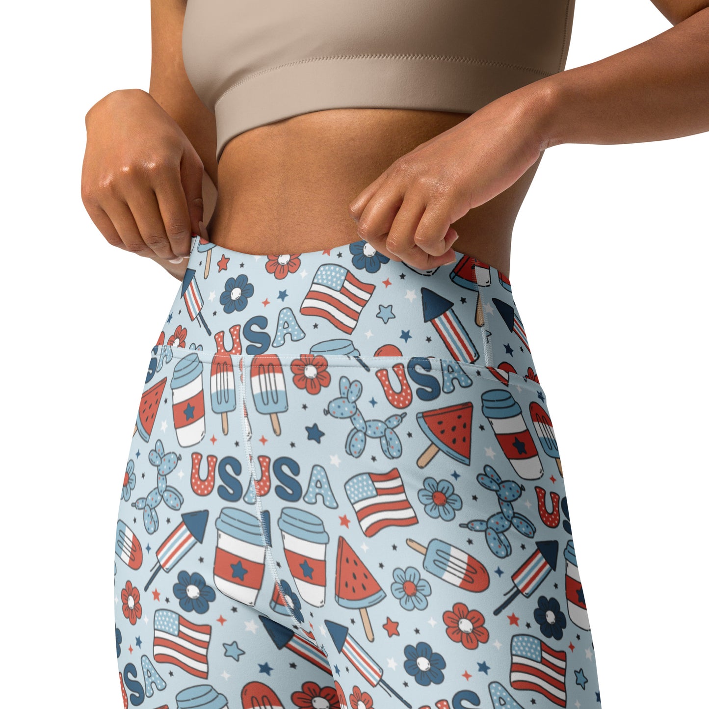 USA Patriotic Party Print Yoga Leggings