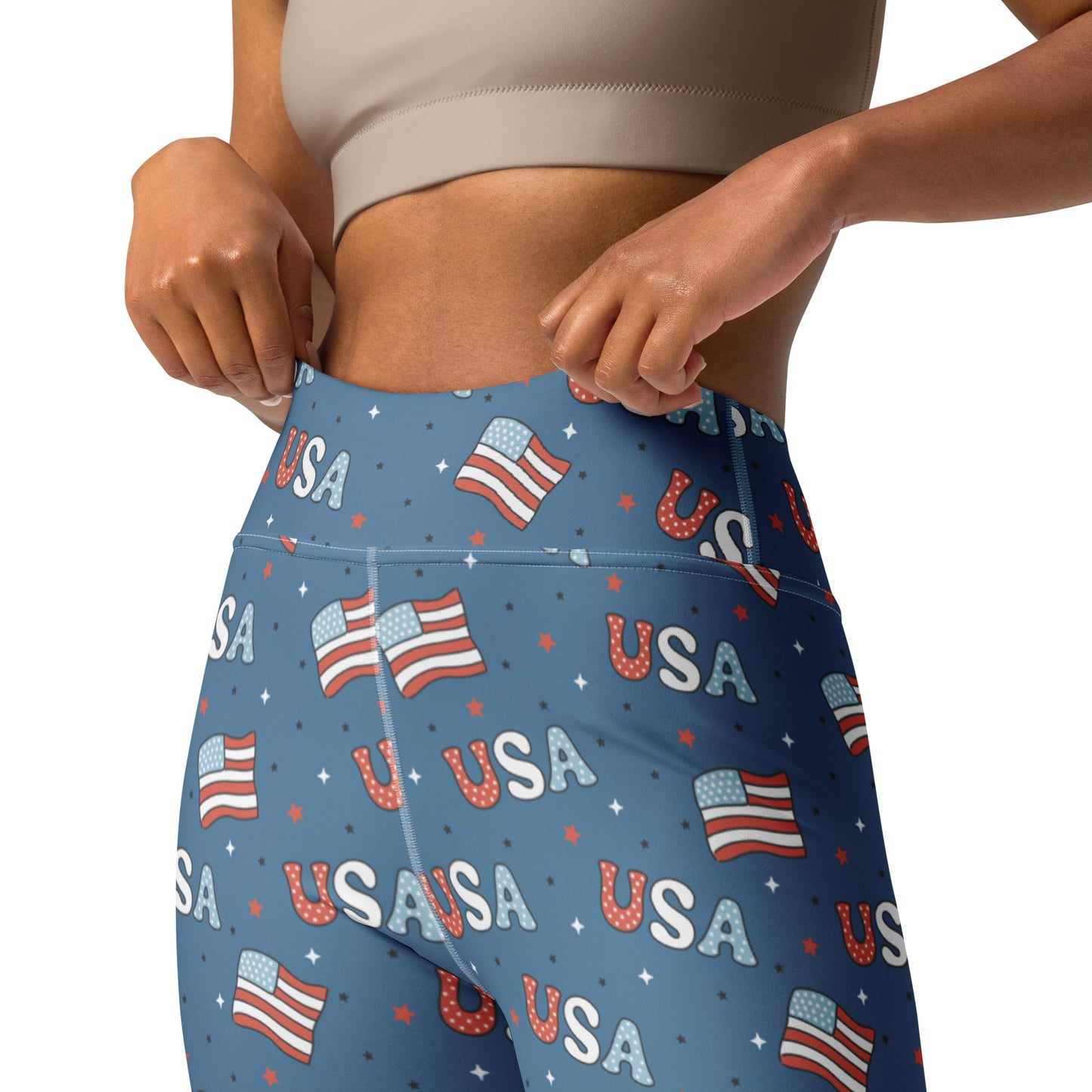 USA Flag Printed Yoga Leggings