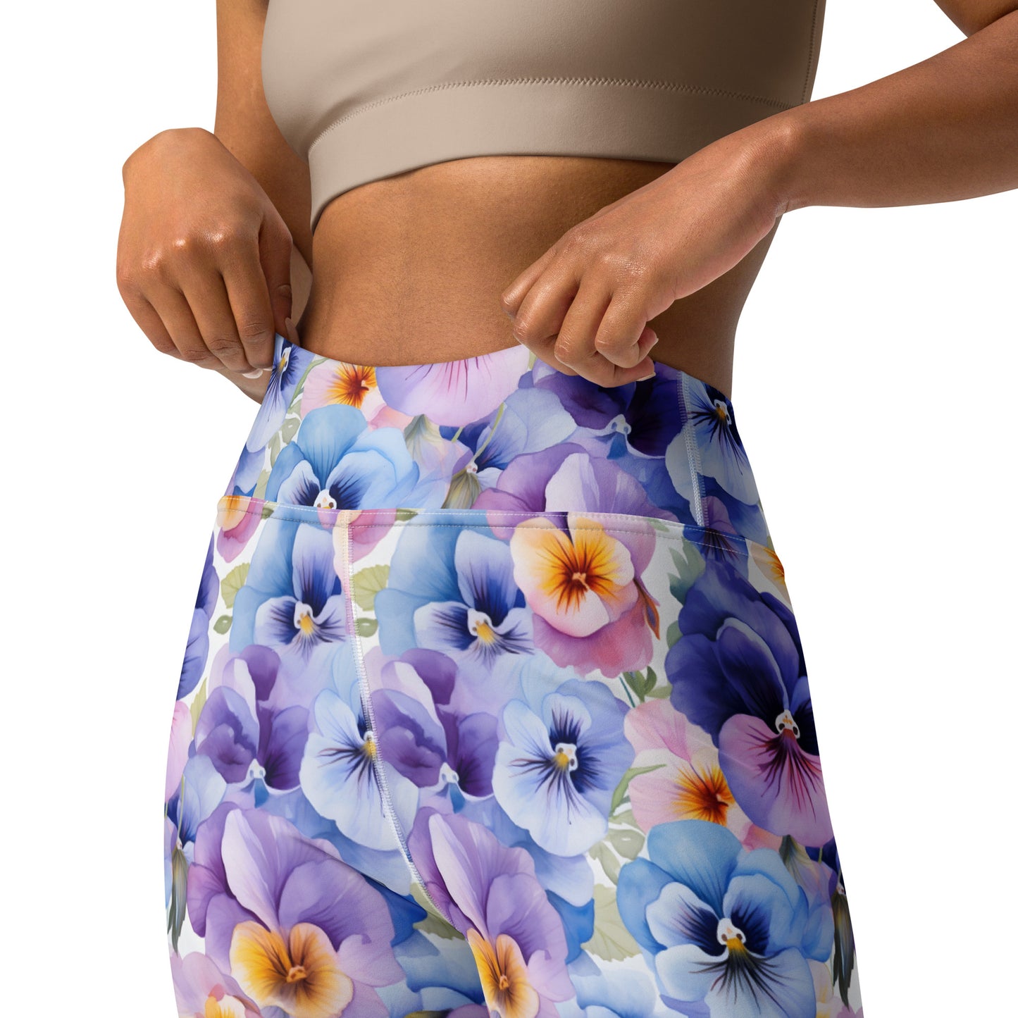 Whispering Pansies Floral Yoga Leggings