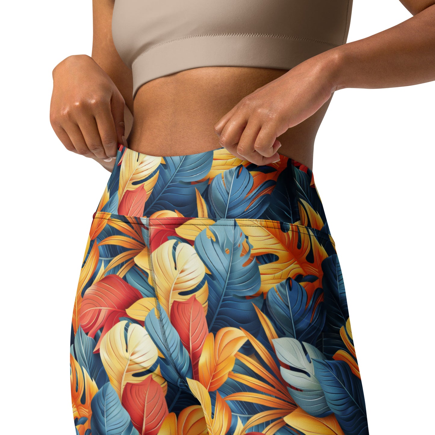 Colorful Tropical Foliage Printed Yoga Leggings