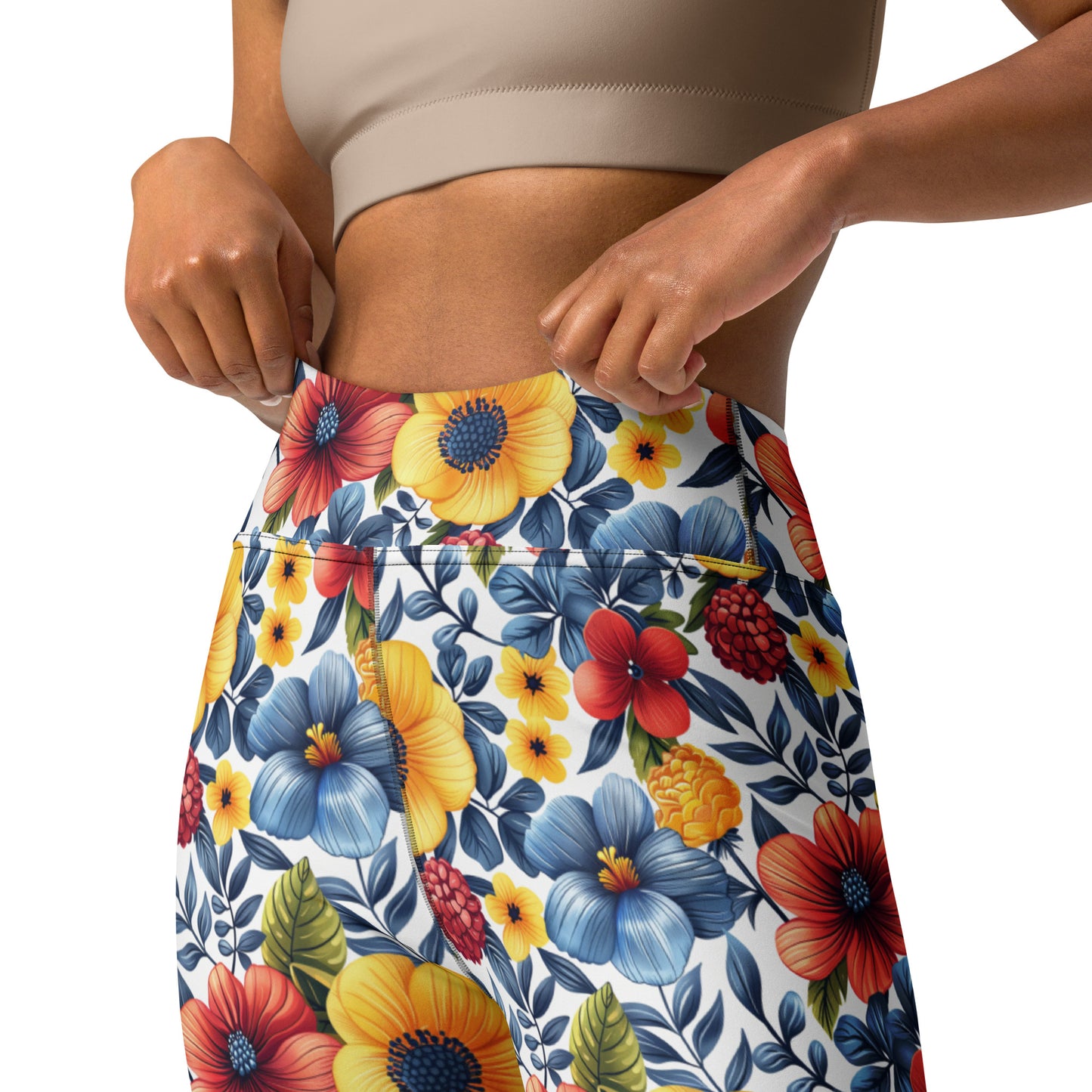 Whispering Tropical Flowers Printed Yoga Leggings